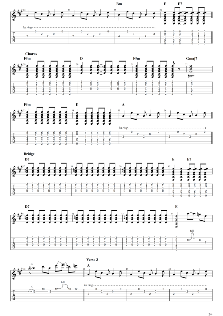 The Beatles "Ticket To Ride" Guitar Tab