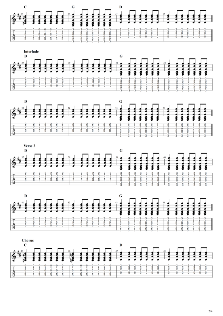 Guitar tabs image for David Bowie's "Heroes"