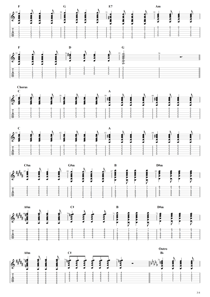 Guitar tab image for David Bowie's "Rock 'n' Roll Suicide"