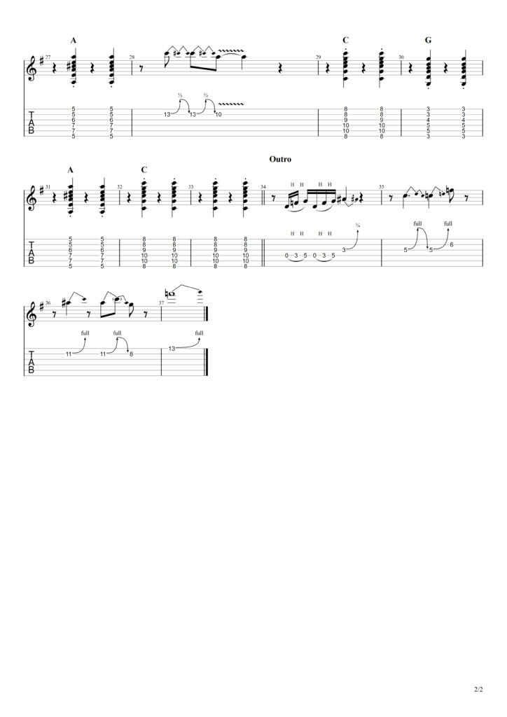 Guitar tab image for The Beatles' "Sgt. Pepper's Lonely Hearts Club Band (Reprise)"